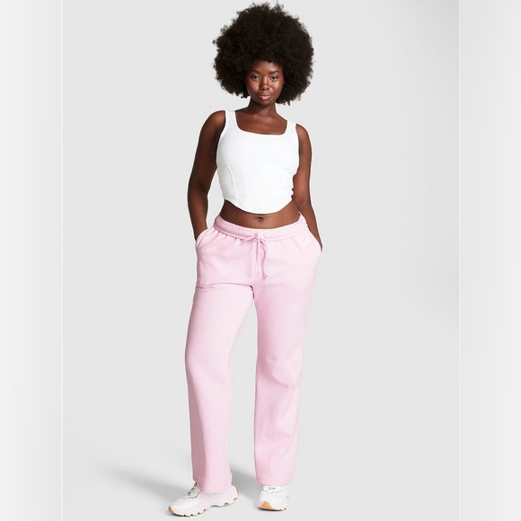 Victoria's Secret Pants - Victoria’s Secret PINK Ivy Fleece Flare Sweatpants in Baby Pink Size Lar…